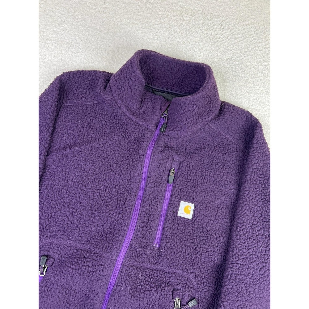 Carhartt Jacket Womens Large Purple Sherpa Fleece Full Zip Workwear 103913 - Picture 3 of 11